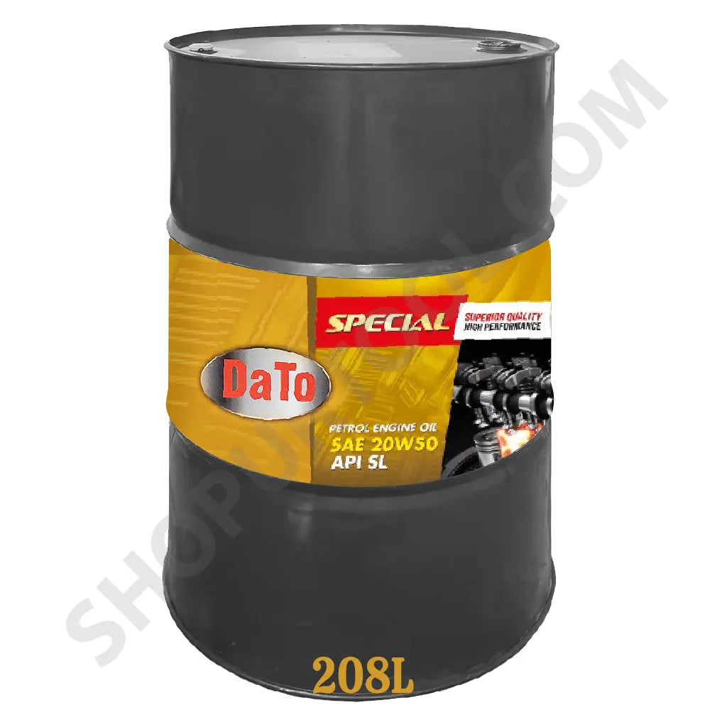 زيت محرك معدني فاخر DaTo SPECIAL 20W50 - أسطوانة 208 لتر - متعدد الدرجات API SL، زيت تشحيم عالي الأداء لجميع المواسم