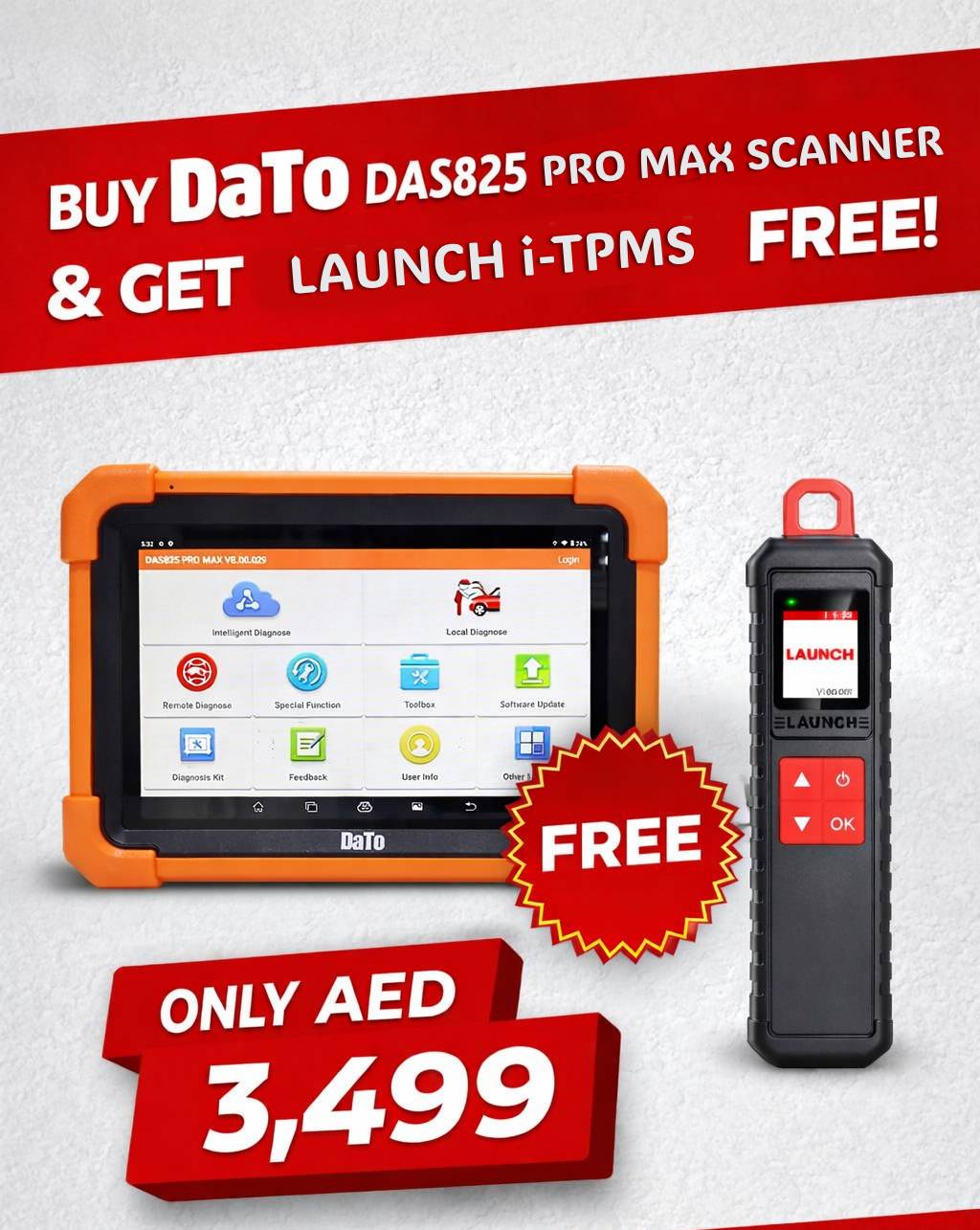 DaTo DAS825 Pro Max Automotive Diagnostic Scanner + FREE Launch i-TPMS Tool | Special Combo Offer