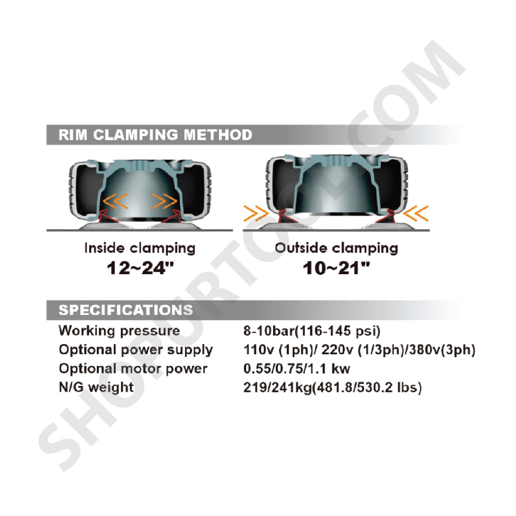 DaTo TCL2410 Tyre Changer Machine – Swing Arm Type, 10-24" Rim Clamping, Jet Blast Inflation