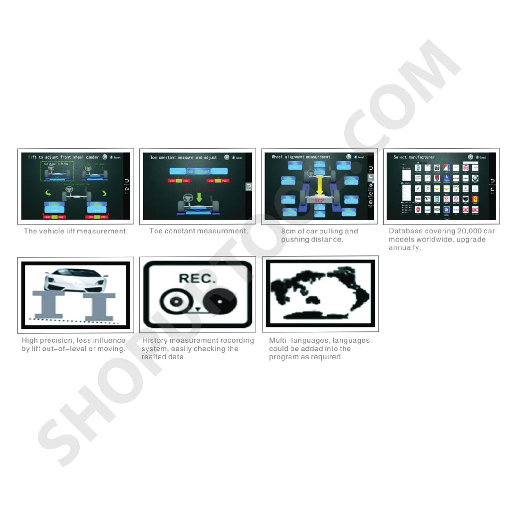 DaTo DLW3002- محاذاة العجلات ثلاثية الأبعاد، 110-220 فولت، مرحلة واحدة، برنامج حاصل على براءة اختراع 
