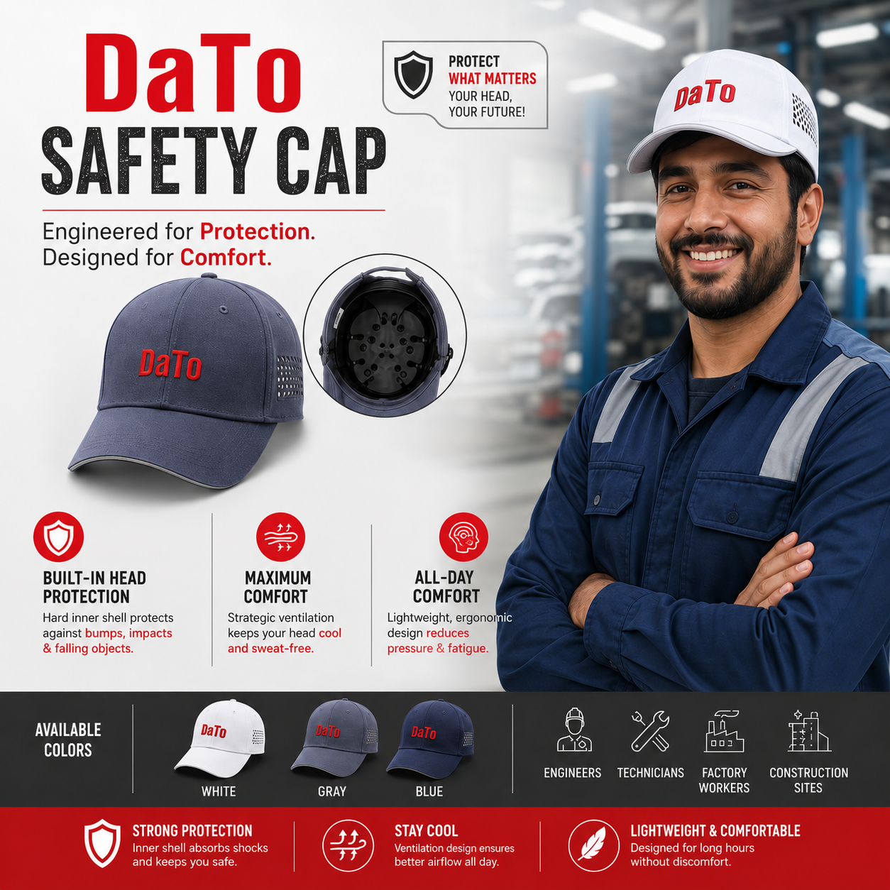DaTo Safety Cap - Pretection and confort Helmet