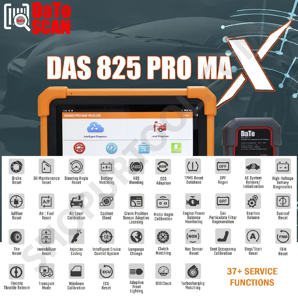 DaTo DAS825 PRO MAX – Advanced 8″ Android Diagnostic Scanner for Garages & Workshops