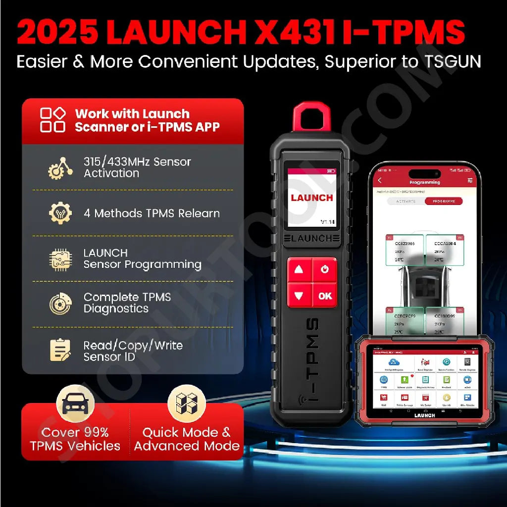 Launch X-431 TSGUN TPMS Tire Pressure Detector Tool, Work with Launch X431 V/V+,PRO3S+,Pro3,Pro5 and PAD V