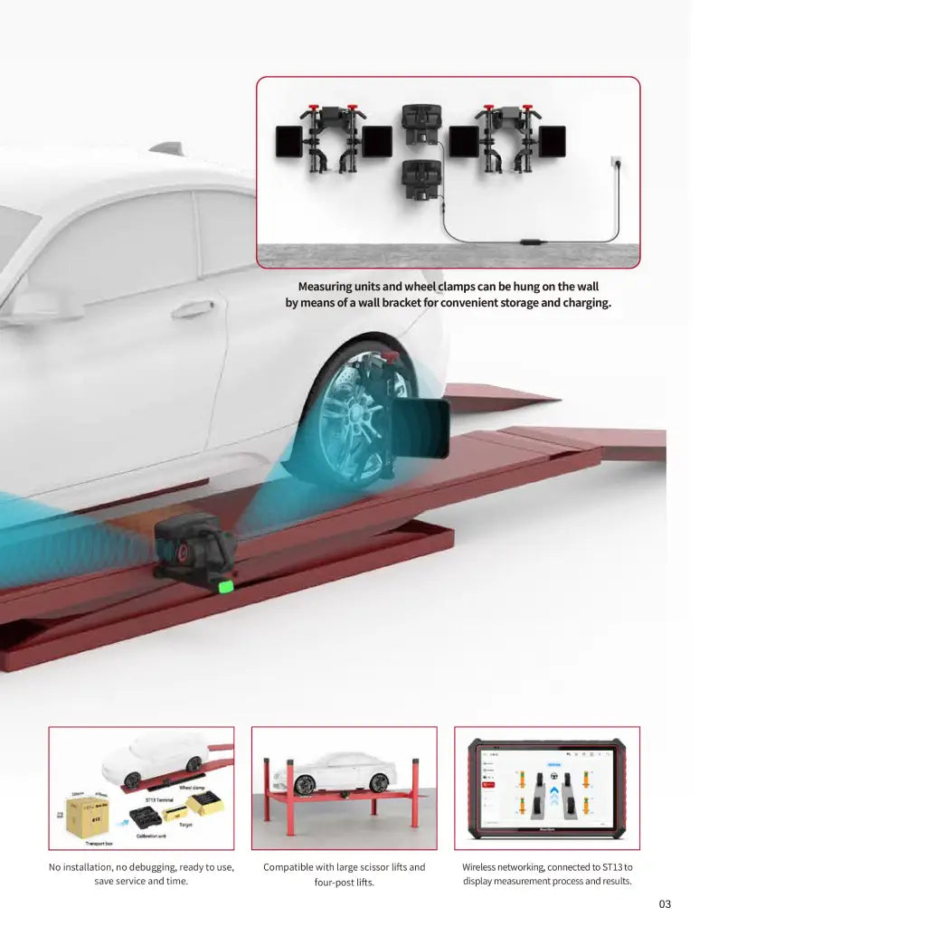 SmartSafe WA613 Wireless 3D Wheel Aligner – Portable, Beamless, Magnetic Target Alignment System